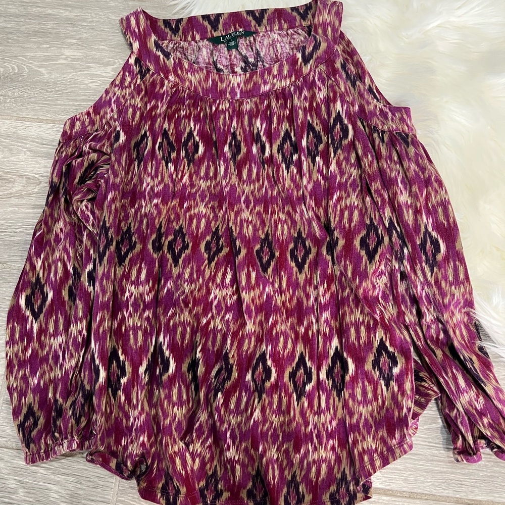 Women's Patterned Cold Shoulder Top